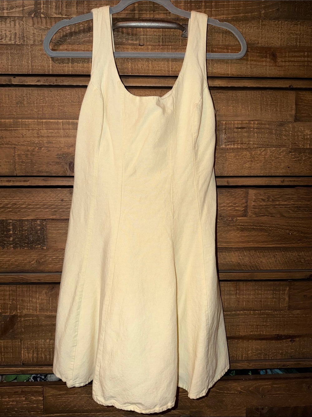 Free People Pale Yellow Scoop Neck Mini Dress
